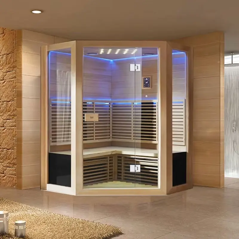 Indoor color led steam sauna room with infrared or electric stove