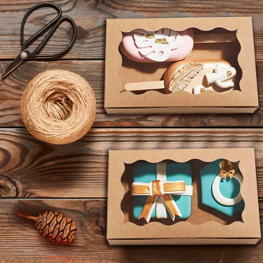 Disposable Kraft Paper Macaron Packaging Box Baking Gift Box High-end Egg Yolk Pastry Cookie Gift Box Pink Packaging Items