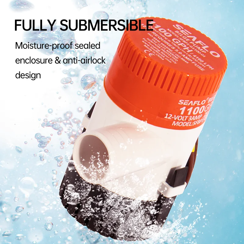 SEAFLO 1100GPH 12V Small DC Solar Submersible Water bilge Pump