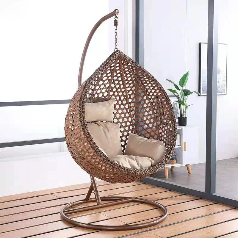 2024 New Folding Outdoor Chair Rattan Hot Selling Modern Rattan Egg Hanging Chair Paris Cafe Parisian Bistro Swing Egg Chair