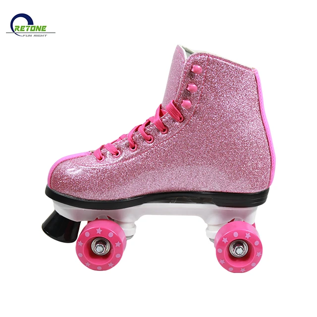 Hot sale pink quad roller skate shoes 4 wheels for kids adults