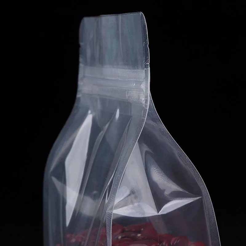 Matte Frosting Moisture-Proof Transparent Poly Zipper Bag Food Grade PP for Rice Cereal Flat Bottom Reusable Coffee Bag