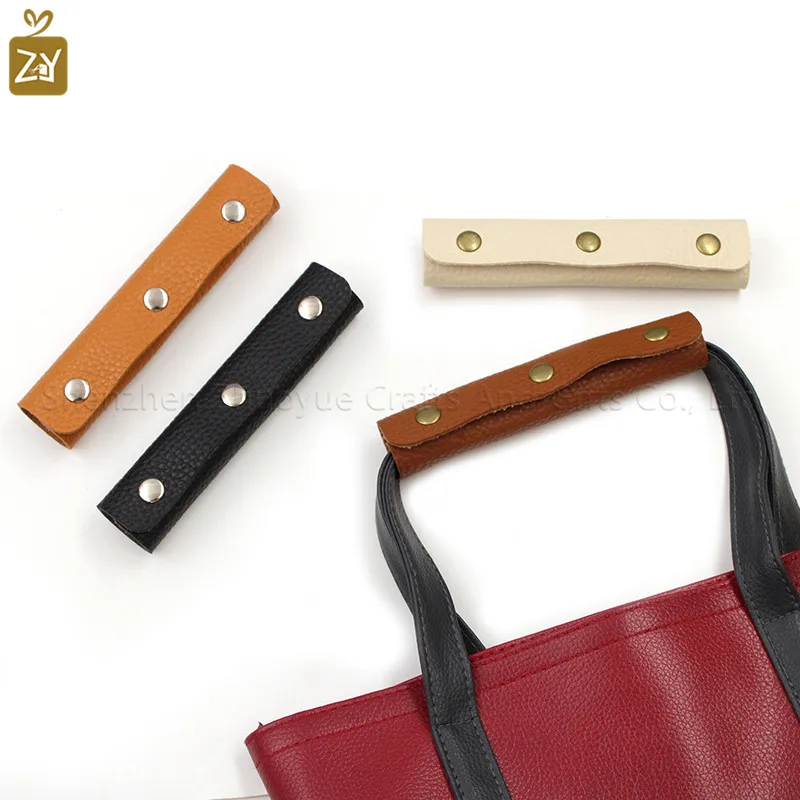 Handbag Handle PU Leather Wrap Cover, Luggage Grip Protector Saddle with Brass Clasp for Shopping Bag Suitcase Tote Bag