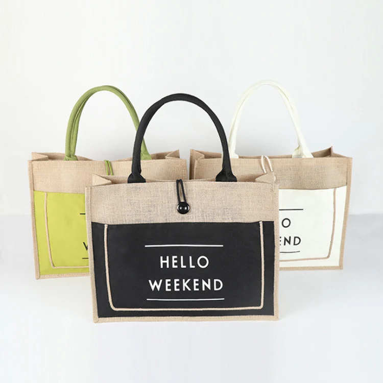 Perfectbio manufacturer custom wholesale natural black beach laminated canvas used shopping button jute bags buyer in europe
