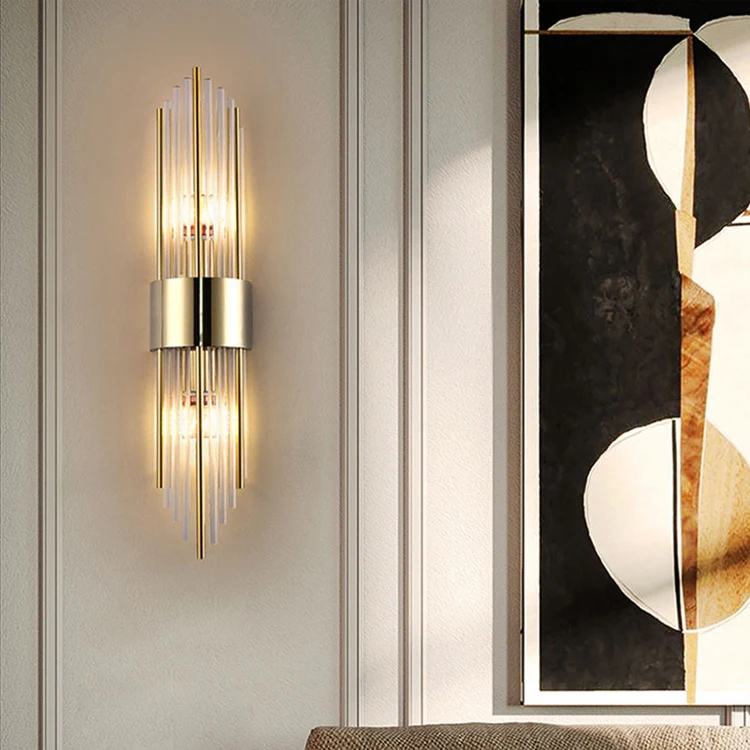 High Quality Postmodern Indoor Glass Bedside Light Luxury Interior Decor Lighting For Home Modern LED Crystal Wall Lamp lights