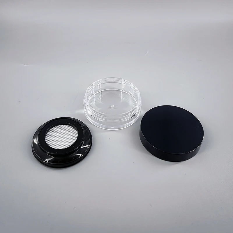 custom color plastic 10g jar for acrylic loose setting powder packaging with fine mesh sifter and screw cap