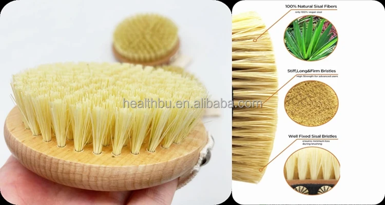 Manufacturers Wooden body brush vegan body brush bristle sisal massage brush wholesale
