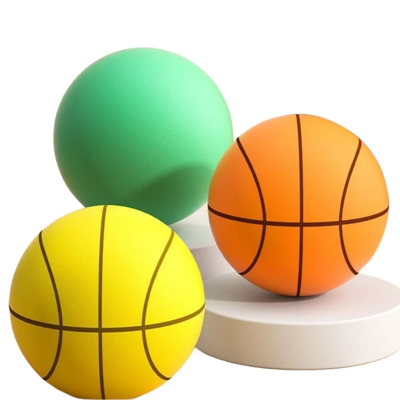 Custom Logo Size 3 5 7 Soft Pu foam Silent Basketball Indoor Quiet Training Balls Kids Toys Bouncing Ball