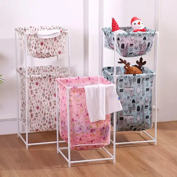 Waterproof Oxford Cloth Dirty Cloth Basket Double Bathroom Washing Sorter Dirty Cloth Storage Basket
