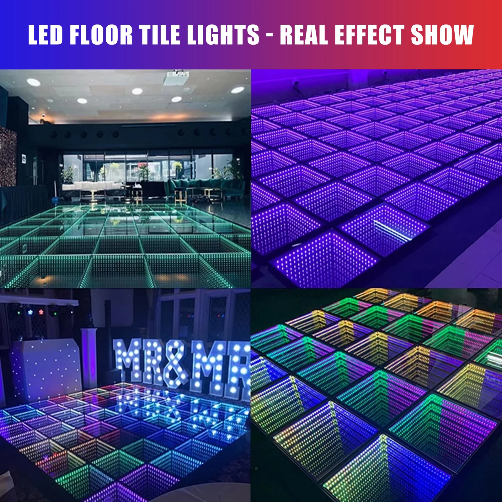 Wedding DJ disco night club dancefloor waterproof 3D mirror starlit starry RGB panels tiles 3d led dance floor