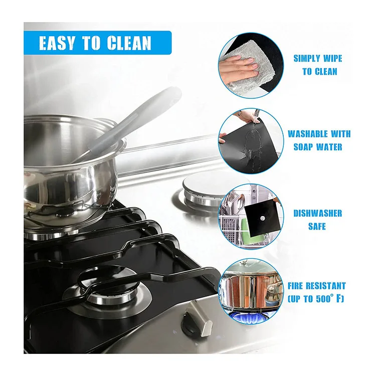 Amazon Hot Sale PTFE Gas Range Protectors Black Gas Stove Burner