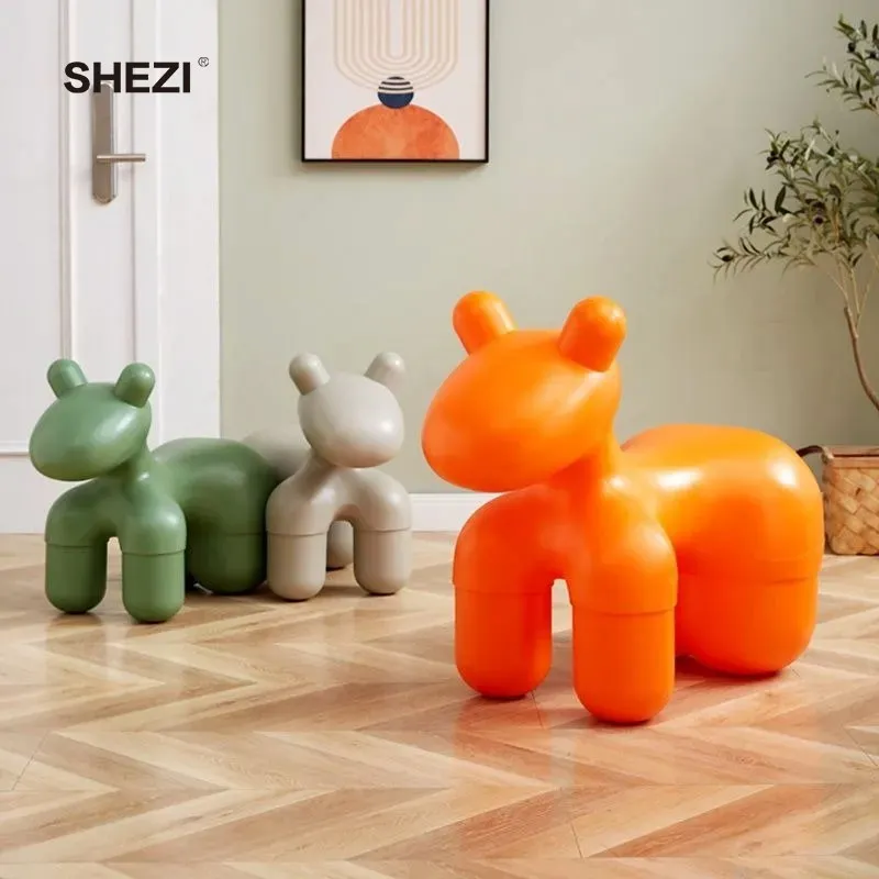 SHEZI Hot Sale Animal Cute Kids Chair Living Room Sofa Child Baby Toy Pony Velvet Fabric Cover Chairs For kids