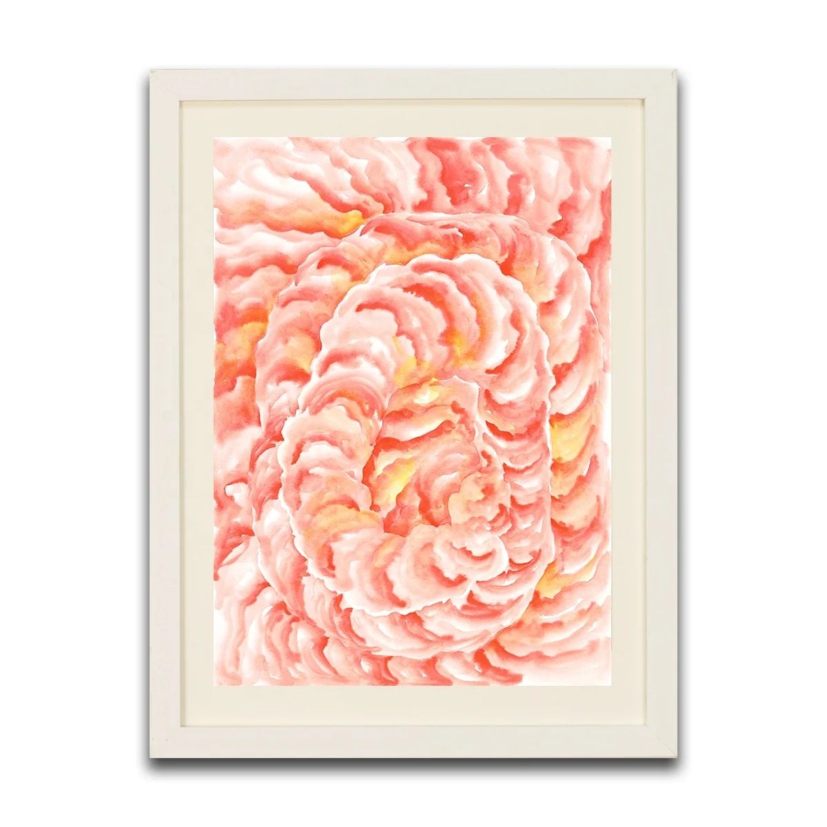High Gloss Modern White Wood Framed Wall Hanging Decor Abstract Pink Paper Wall Art Prints for Hotel