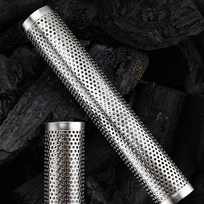 304 stainless steel granule perforated barbecue smoking pipe 12 inch round pipe smoker strength factory