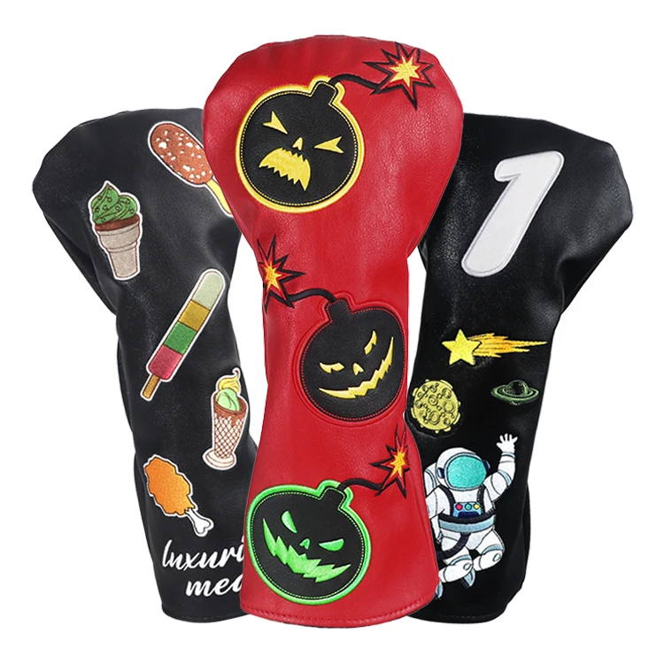 Factory Direct Wholesale New PU Leather Golf Headcover Center Elastic Band Golf Driver Headcover Golf Head Cover Putter Cover