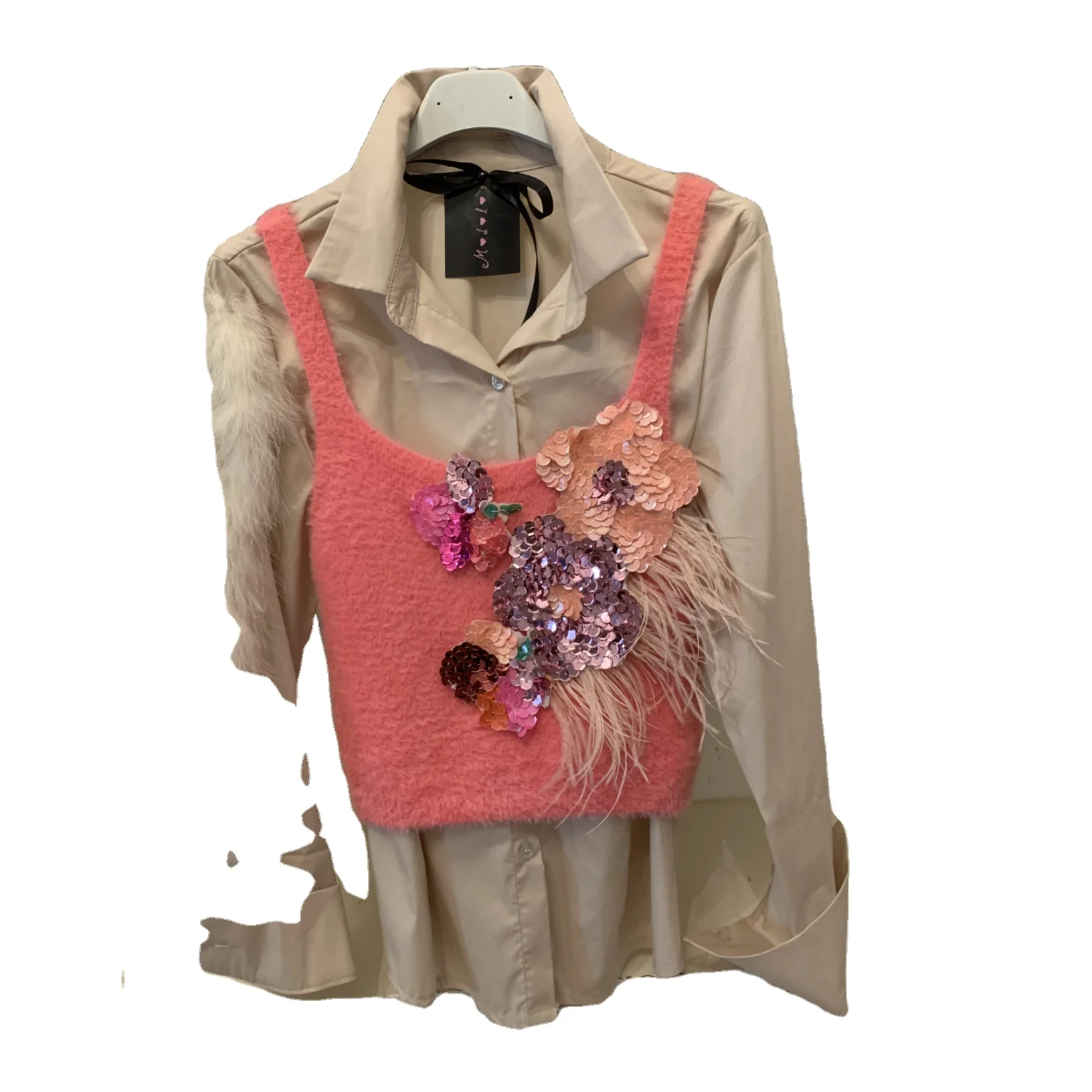 Сделанная в Италии Высококачественная женская рубашка с рельефным верхом