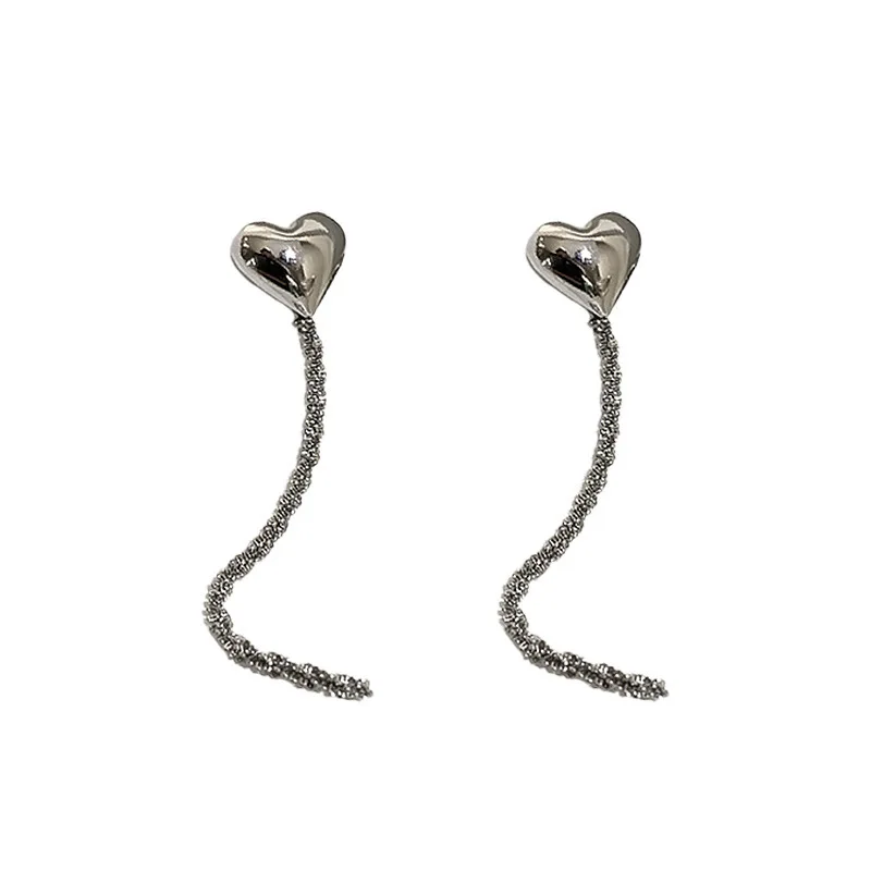  Jewelry 925 silver needle glossy love water sparkling Tassel Earrings Korean indifference