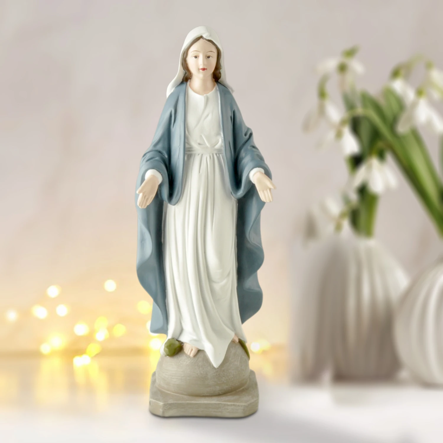 8.54 Inches Resin Religious Our Lady of Grace Blessed Virgin Mother Mary Statue Catholic Home Decor