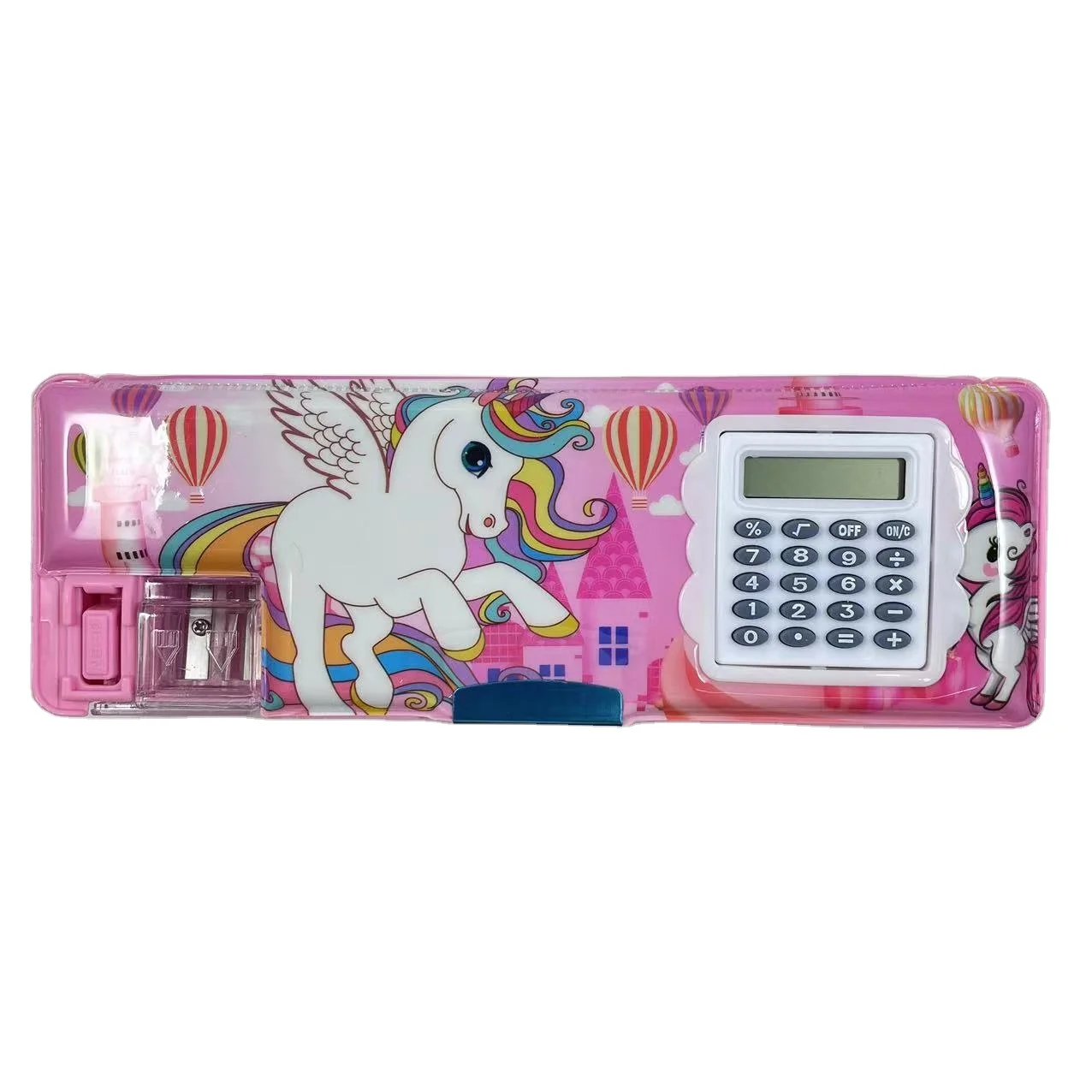 Factory manufacture multi-functional pencil box with calculator plastic pencil box for students