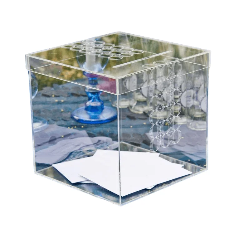 Custom Clear Acrylic Wishing Well Wedding Card Box With Laser Marking Decoration