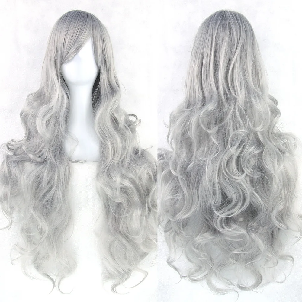 High Quality Heat Resistant Fiber Long Hair Synthetic Wig Cosplay Party Color Wig