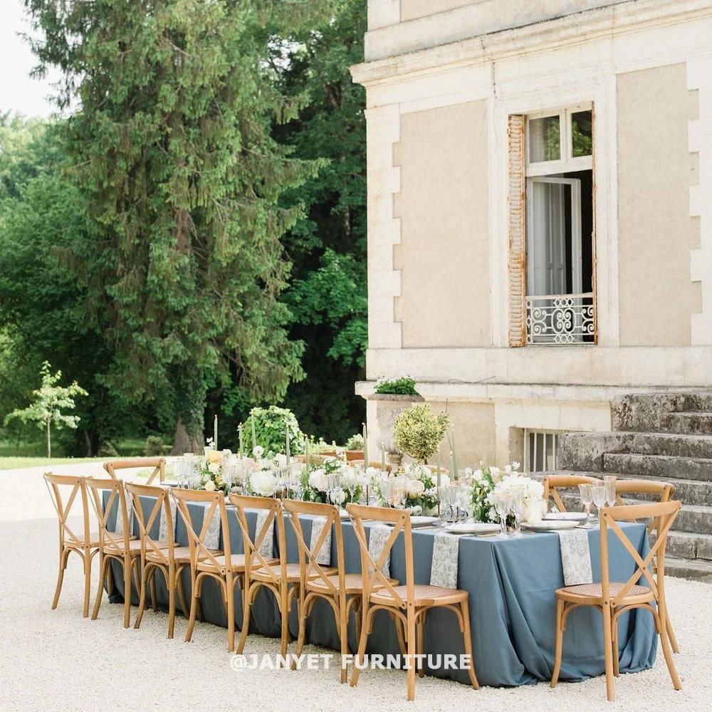 Wholesale Rustic Wedding Event Oak Stackable Crossback Wood Chairs