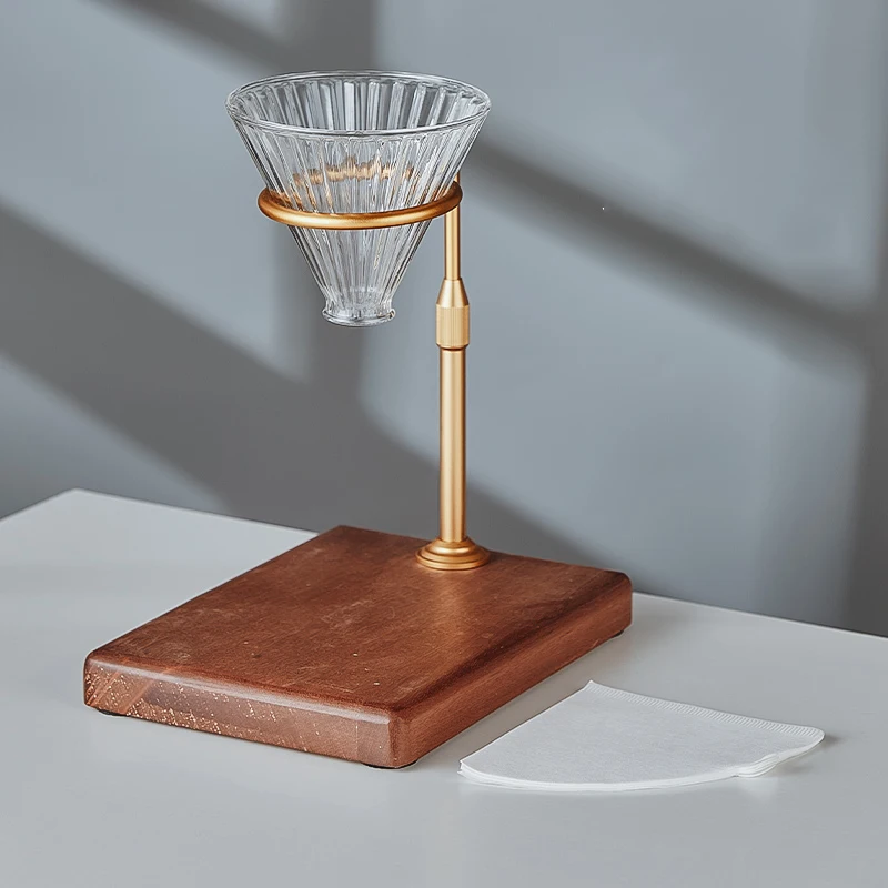 hand drip pour over coffee filter holder coffee filter paper rack Wood