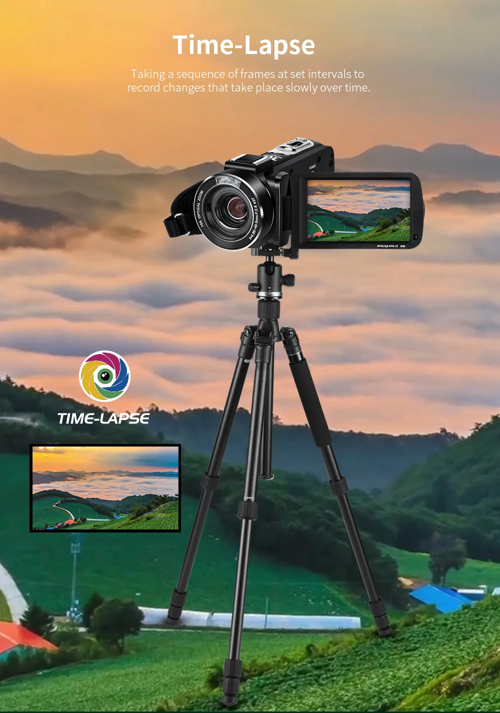 
AC7 10X Optical Zoom Outdoor Wedding 4K Ultra HD Camcorder Professional Video Camera 