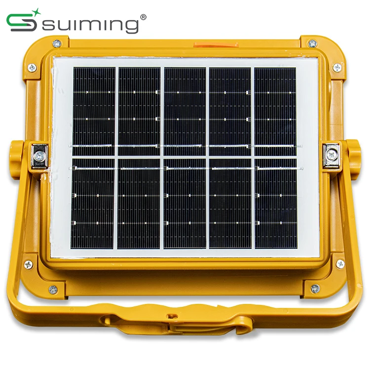 Solar Powered 1000 Watt Tri-color Flat LED Flood Lights With Hanging Hook USB Rechargeable Work Light With Power Bank