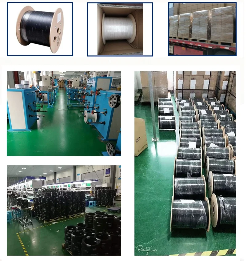 Fiber Optic  ftth Indoor/Outdoor fiberhome GJYXCH-1B6 G657A  Aerial Steel Wire FTTH 1 2 4 Core Drop Cable