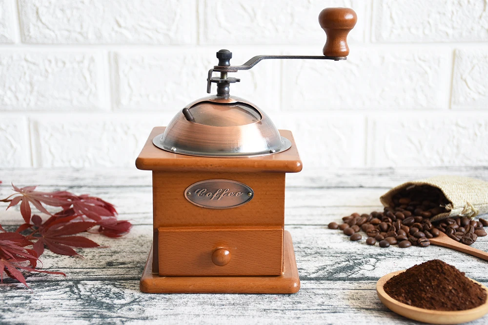 Good Quality Ceramic Burr Coffee Grinder Wooden Manual Coffee Grinder
