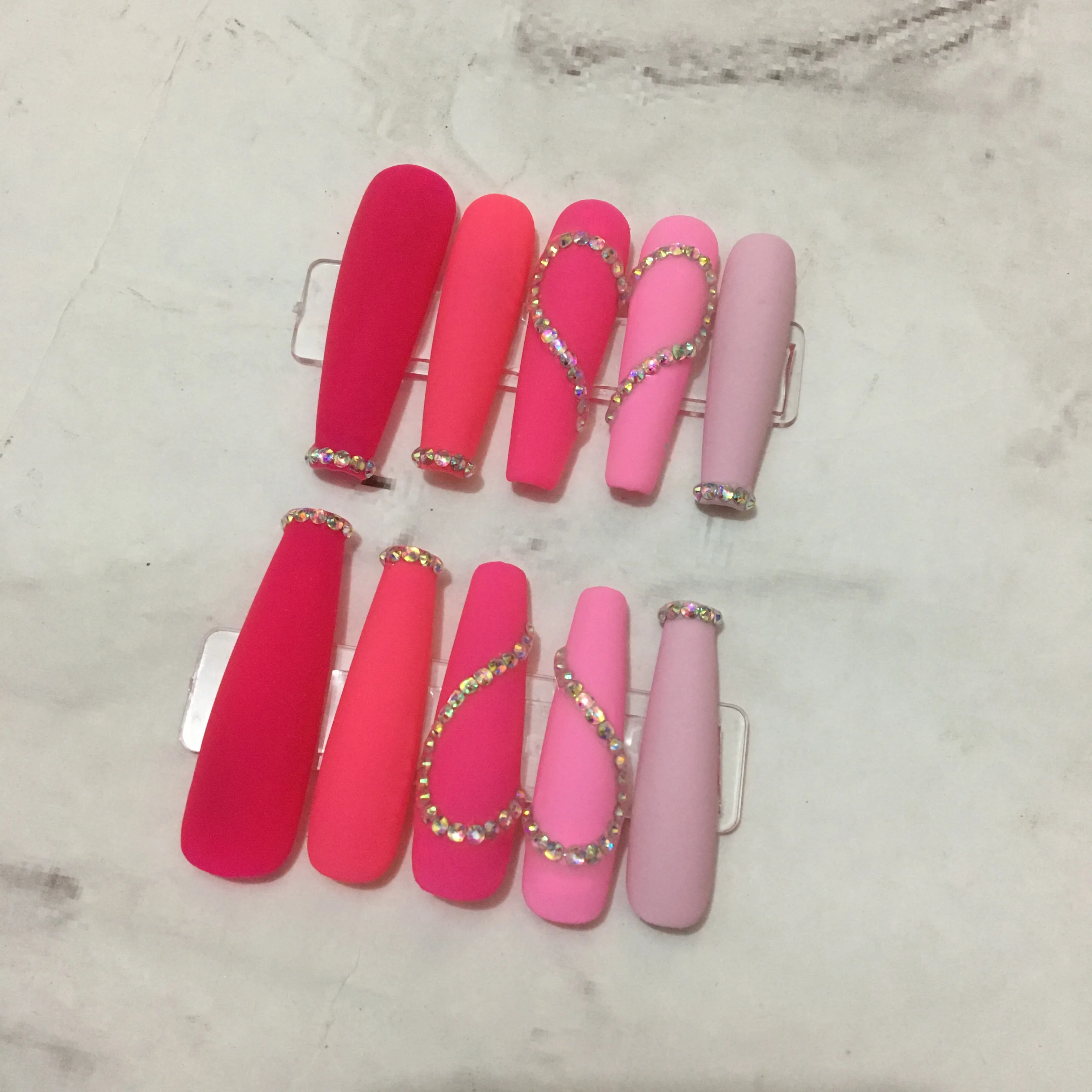 H-292 Wholesale High Quality Pink Fale Nails Press Designs French Fake Nail Colorful Gel Press On Nails