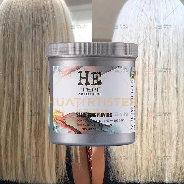 Huati Sifuli HE 500g Salon permanent Private Label White Blue Color Salon Blonde Hair Bleaching Powder For Fashion Colors