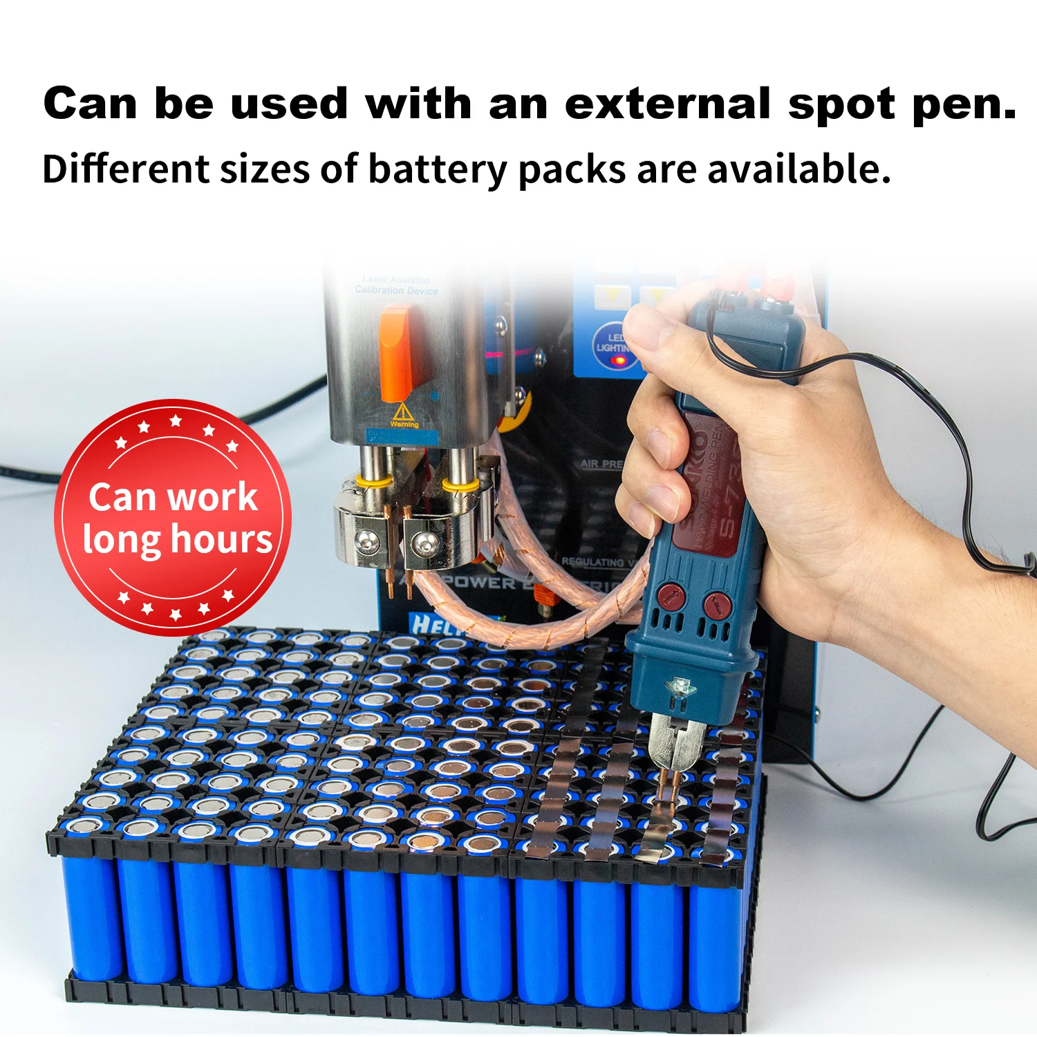 Pneumatic 6KW 1200A Spot Welding Machine With Built-In Air Compressor HT-SW03A Welding Point Battery Cell Welding Machine