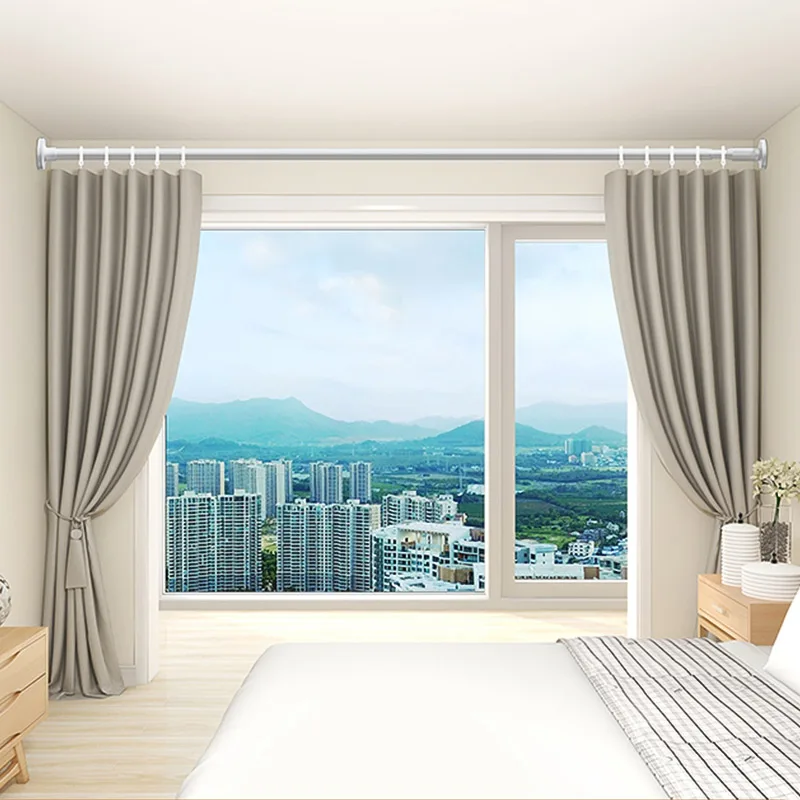 Punch free Adjustable Curtain Rod Short Laundry Curtain poles Antirust Shower Curtain Rod Set For Bathroom