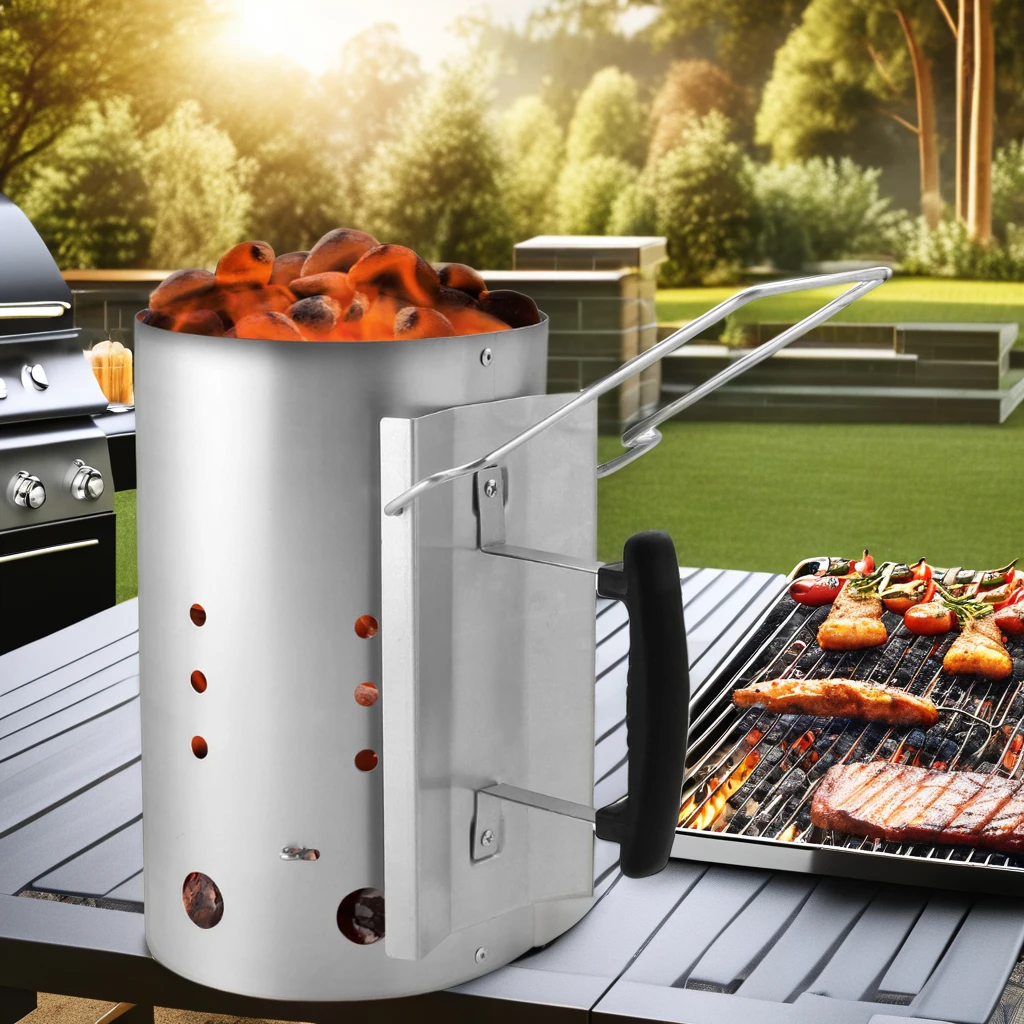 Auplex steel Hot Selling Barbecue Point Carbon Barrel bbq accessories Lighter charcoal chimney starter