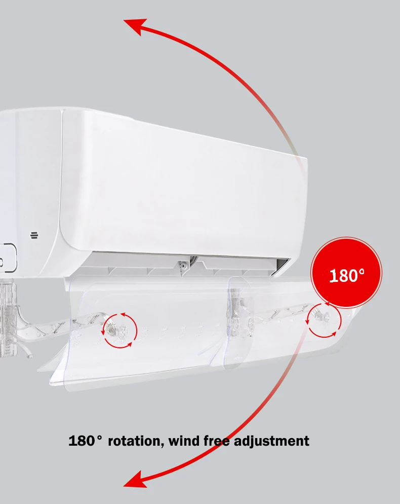 Free installation retractable wall-mounted transparent air conditioner outlet windshield 180 degrees adjustable deflector
