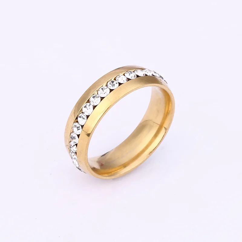 Hot selling Titanium Steel Ring Single Single Row Rhinestone Inlaid Exquisite Ring Stainless Steel Waterproof Jewelry Wholesale