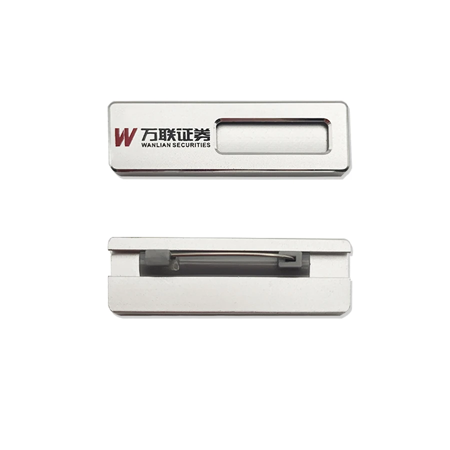 custom brand logo metal label plate laser engrave name tags aluminum alloy plated silver nameplate