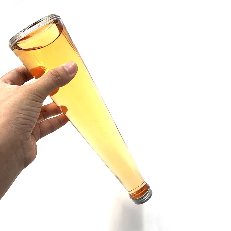 Wholesale Factory Price 330ml Beverage Conical Shaped Fruit Juice Glass Bottle With Sealed Aluminum Lid