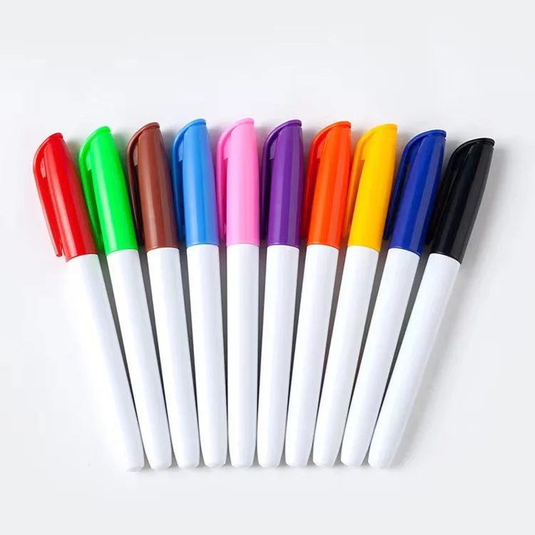 12 Bright Colors Fine Point Permanent Markers with Custom Logo and Packaging