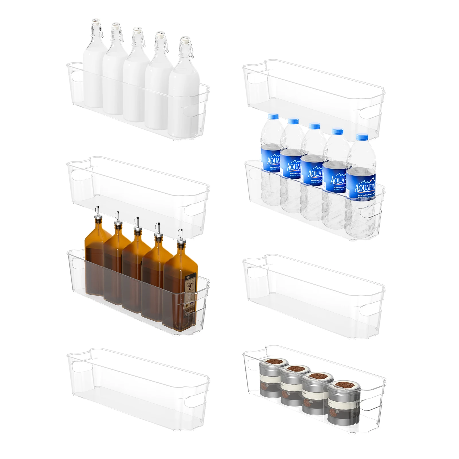 OEM Wholesale Plastic Clear Fridge Organizer Storage Storage Bins Food Container for Bathroom Kitchen Pantry Milk Soda Products
