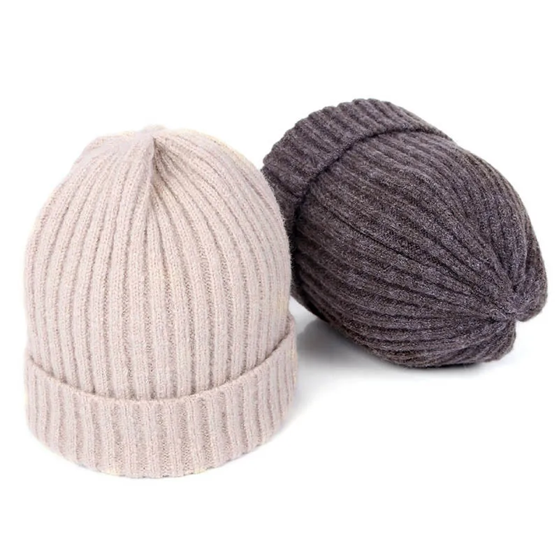 Stock Wholesale Promotion Unisex Acrylic Plain Warm Knit Beanie Winter Hats For Adults