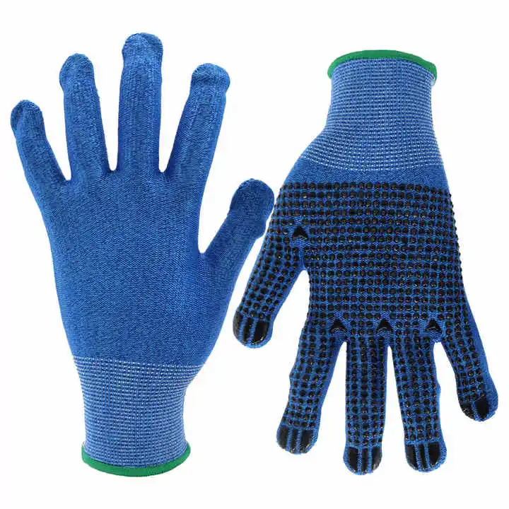 SONICE Anti Cut PVC Dotted Cotton Gloves Knitted Anti Slip Hand Protection Safety Work Gloves