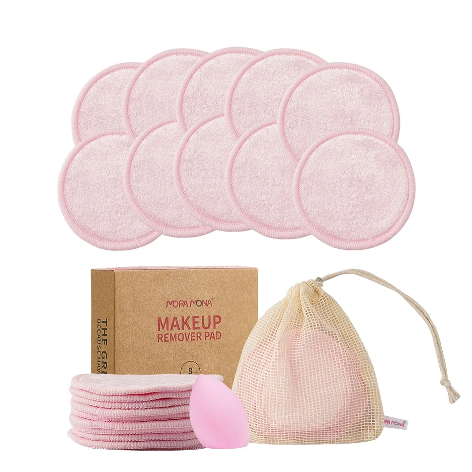 Eco Friendly bamboo cotton Reusable Plain Cleaning Pad Makeup Remover Pads