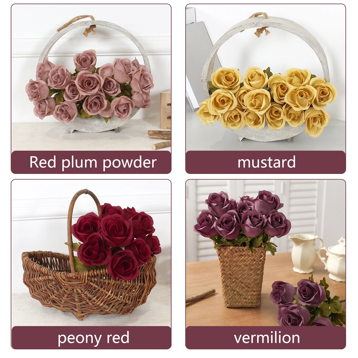 High Quality Simulation Flowers Decor Silk Rose Centerpiece Flower Wedding Bouquet Artificial Roses