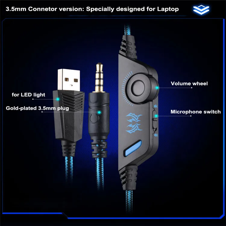 UV G9000 Stereo Headphone 3.5mm Noise Cancelling Headset Game With Mic LED Light for Game Gaming Headset