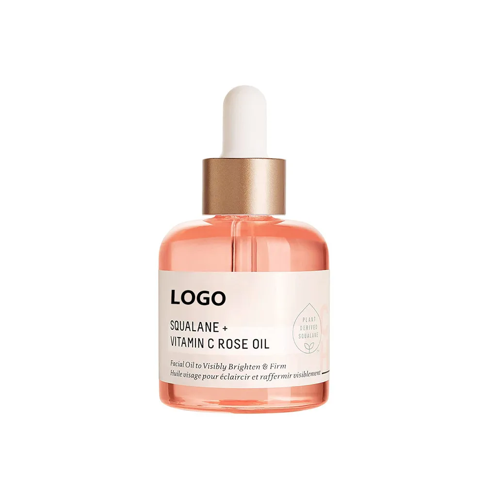 Private Label Natural Ingredients Brightening Hydrating Firming Squalane Vitamin C Rose Facial Oil
