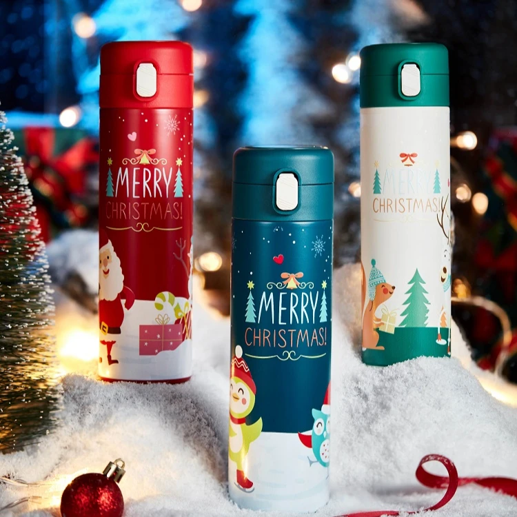 
New Design Christmas Gift Insulated Stainless Steel Smart Long Hot Water Bottle Thermo Cup 