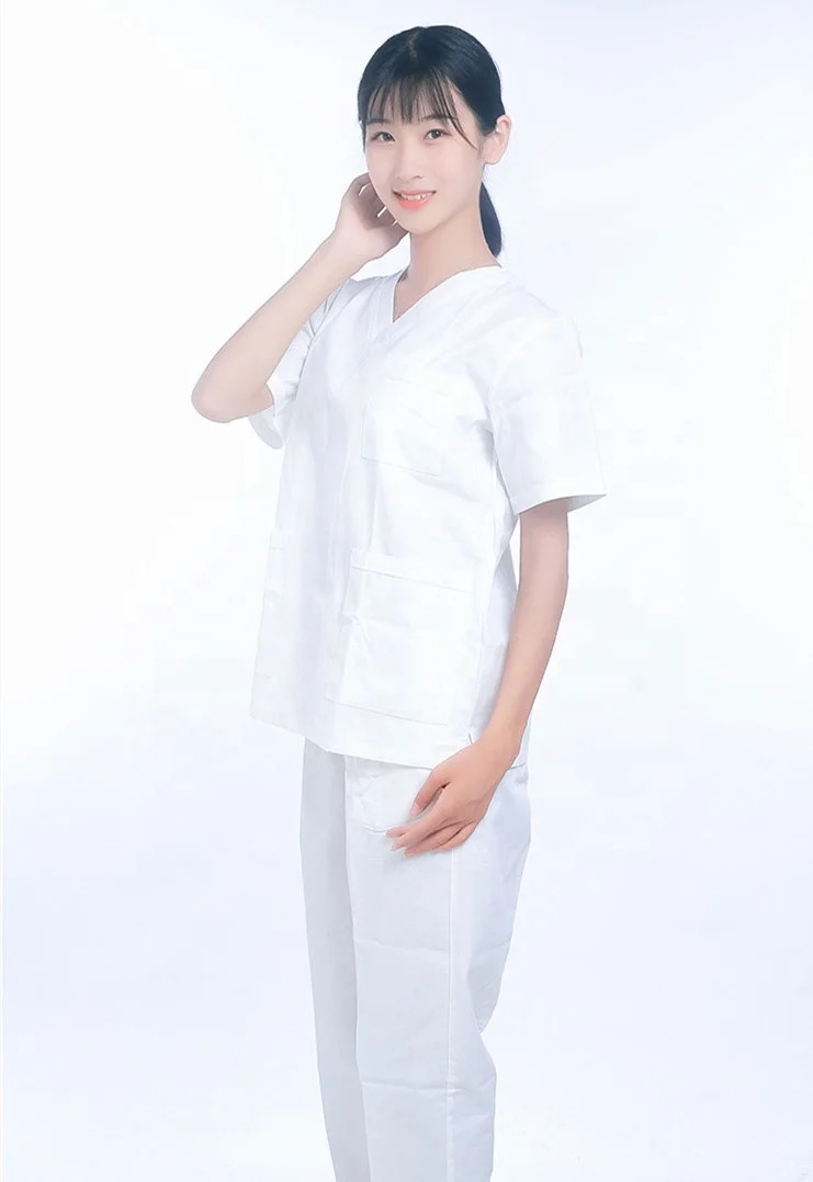 100% cotton white modern medical uniforms hospital women nurse doctor nursing scrubs sets clinic uniform